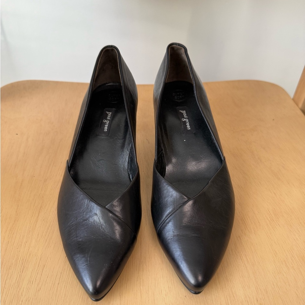 NWT Paul Green Rendi Women's Heel Pump Shoes Size 6 Black Leather Point Toe